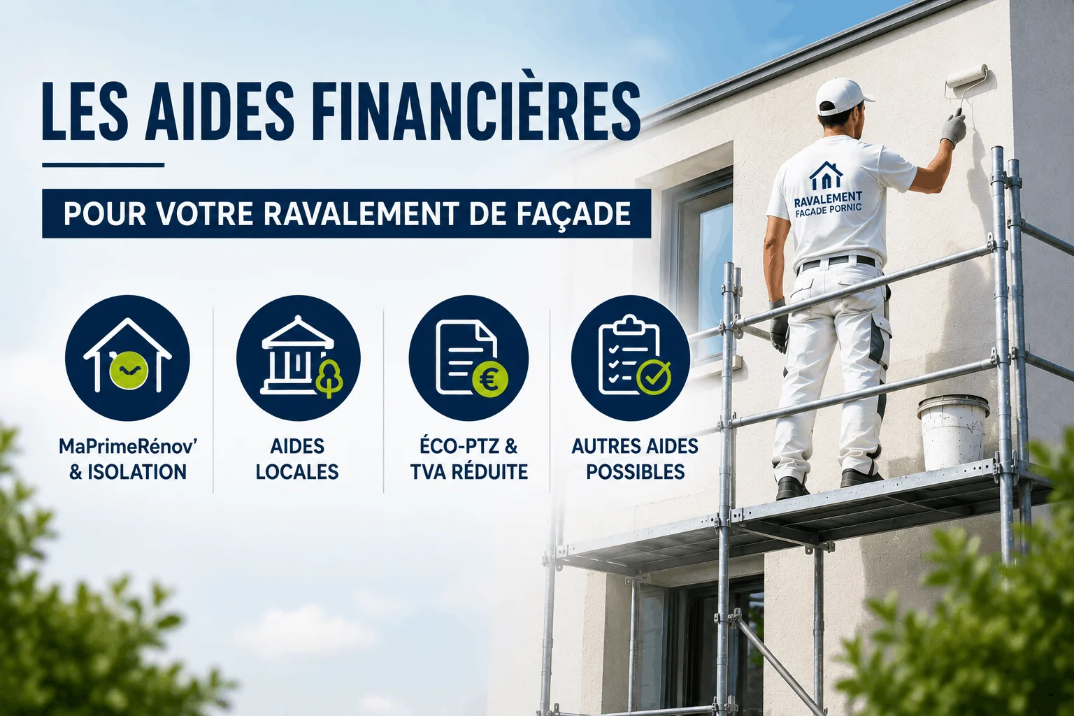 Aides financières pour le ravalement de façade : MaPrimeRénov', aides locales, éco-PTZ, TVA réduite
