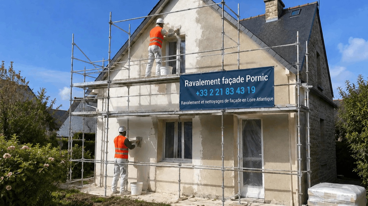 Ravalement de façade à Pornic : peinture, enduit, chaux